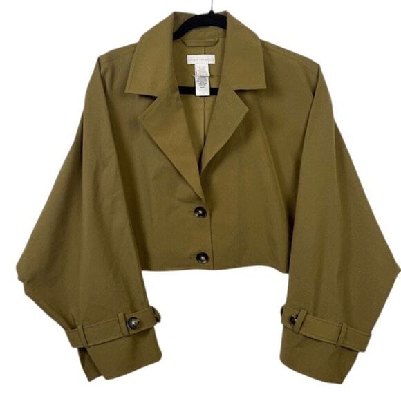 NWOT House of Harlow 1960 Cropped Trench Coat in Olive Green One Size